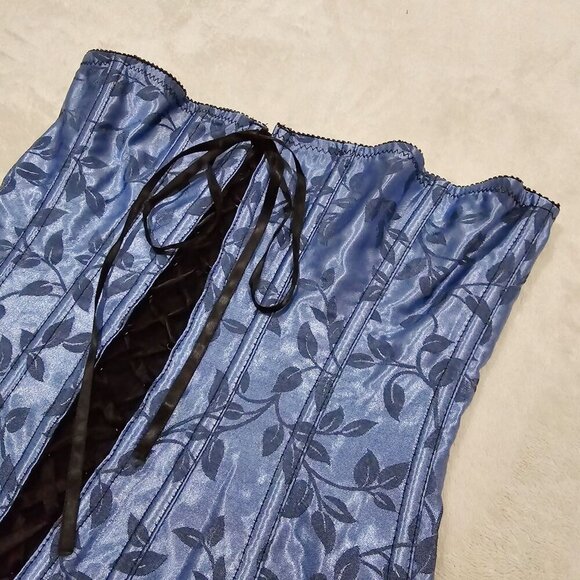 Victoria’s Secret Underbust Corset | Blue Black Floral Rayon Polyester | M - Picture 11 of 15